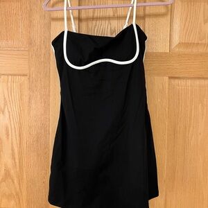 Amazon Black Mini Tennis Dress with White Trim